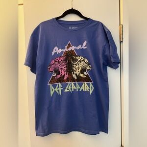 Def Leppard Animal Graphic Tee in Periwinkle Blue